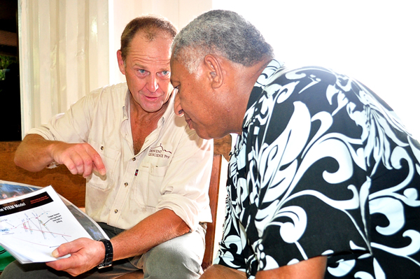 Fiji Geologist Stewart Capp briefs PM Bainimarama